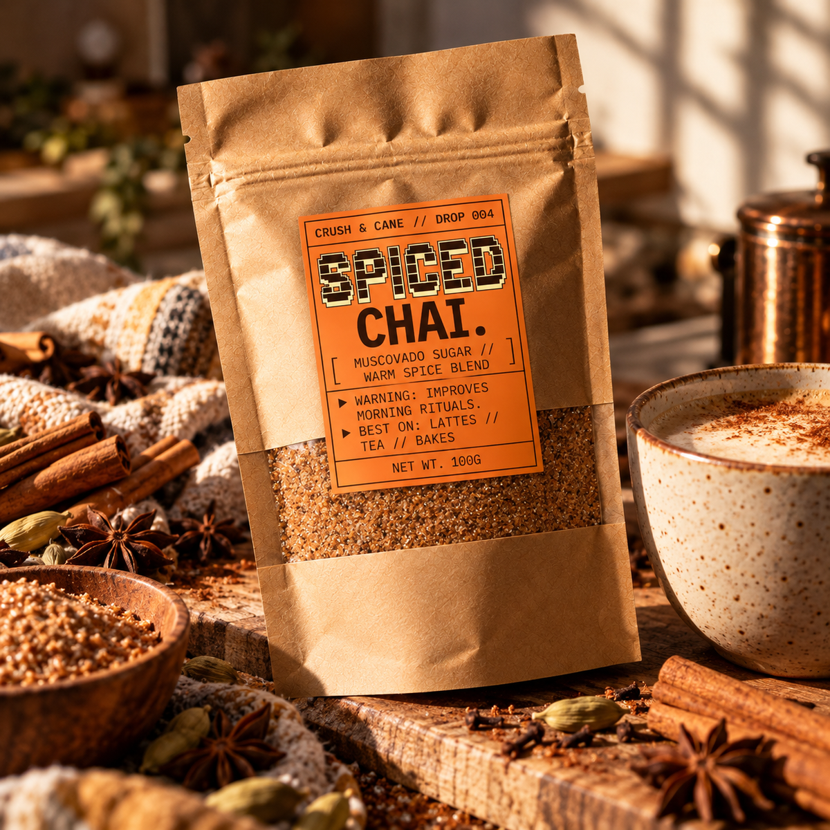 Spiced Chai pouch with cinnamon, cardamom, ginger and clove