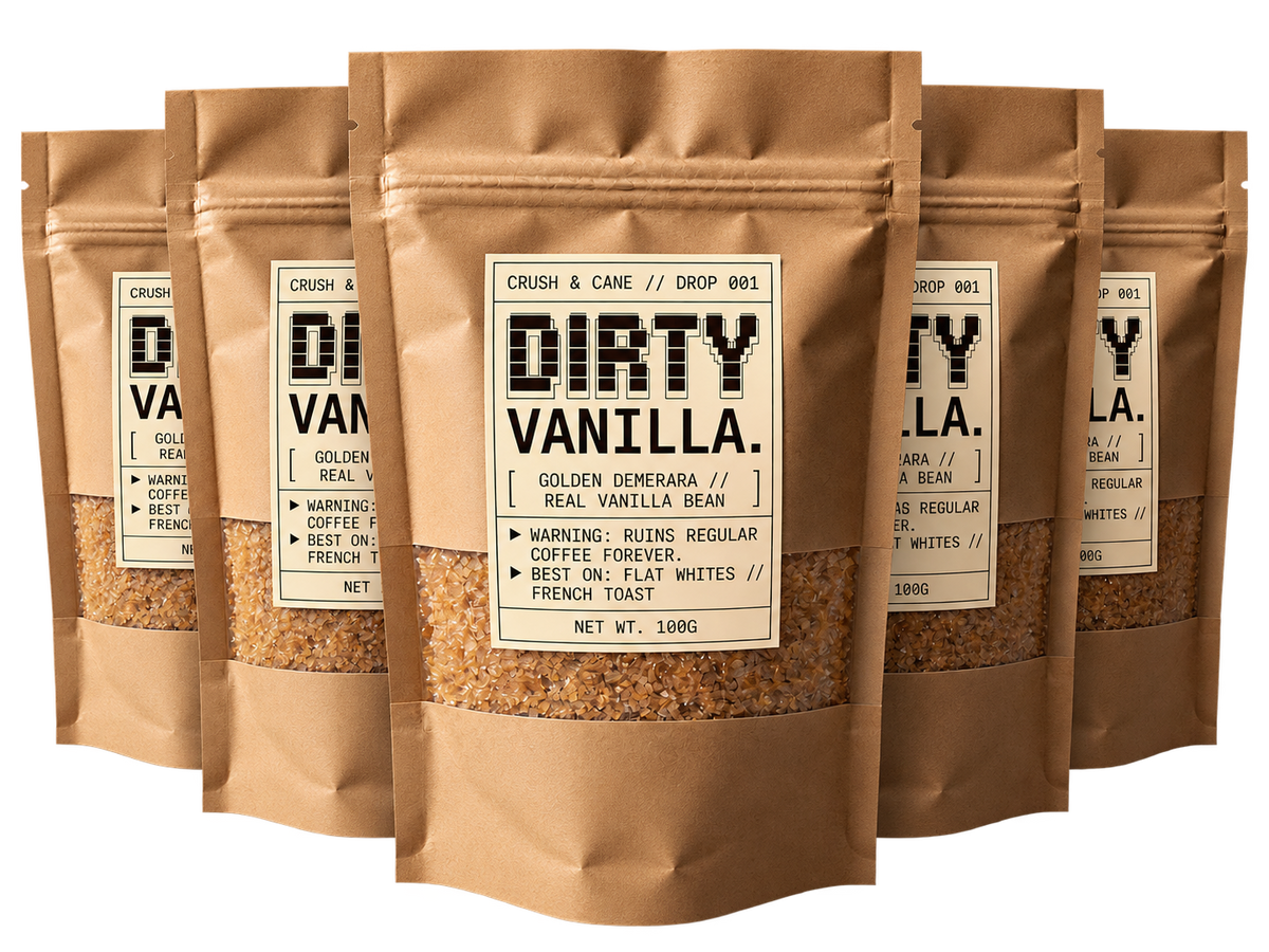 Dirty Vanilla - 5 Pack flavoured sugar in a 100g kraft pouch
