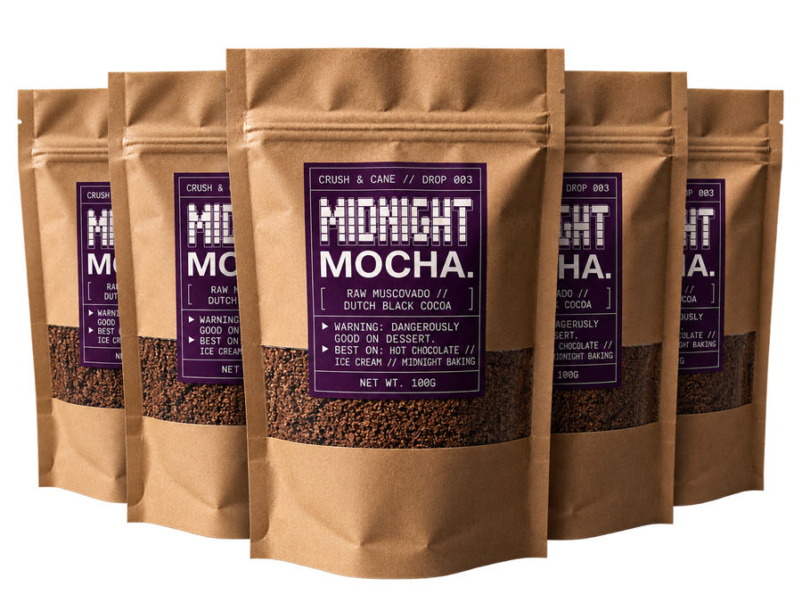 Five Midnight Mocha flavoured sugar pouches